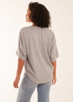 Blue Vanilla Grey Zip Front Top