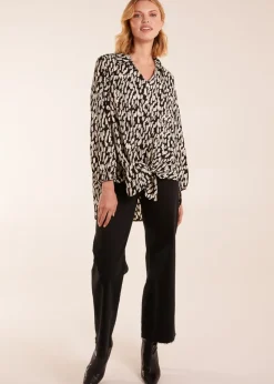 Blue Vanilla High Low Hem Tie Knot Blouse