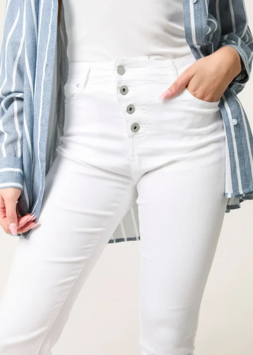 Blue Vanilla Ivory Button Front Capri Trouser