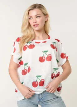 Blue Vanilla Ivory Cherry Oversized Top
