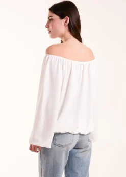 Blue Vanilla Ivory Necklace Bardot Elasticated Top