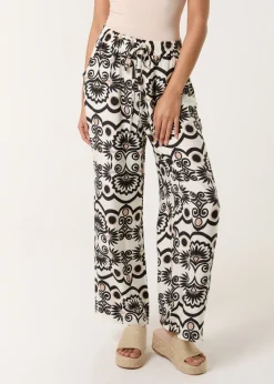 Blue Vanilla Ivory Printed Wide Leg Trousers
