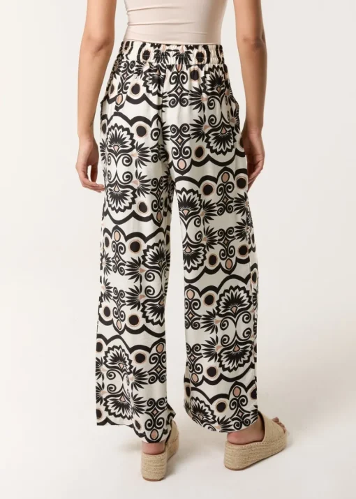 Blue Vanilla Ivory Printed Wide Leg Trousers