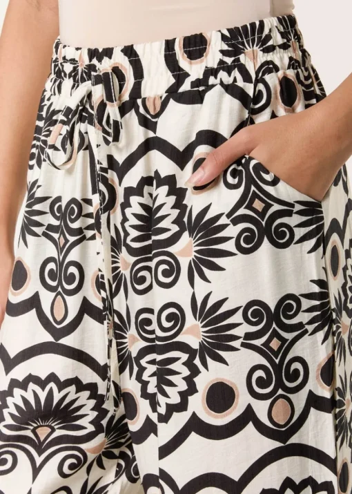 Blue Vanilla Ivory Printed Wide Leg Trousers