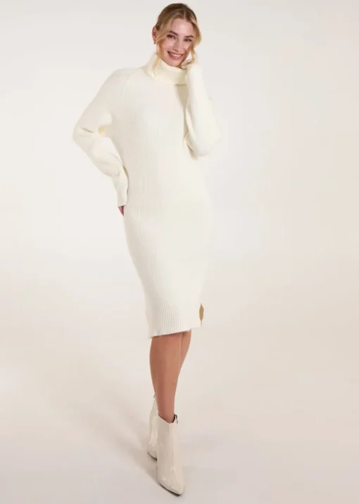 Blue Vanilla Ivory Roll Neck Jumper Dress