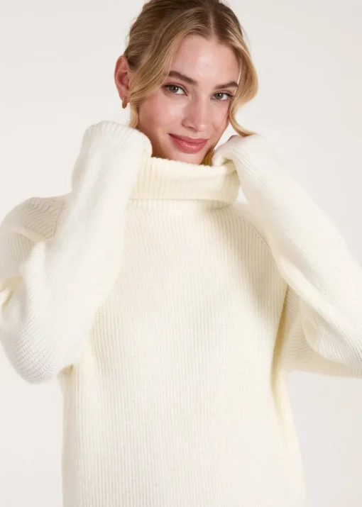Blue Vanilla Ivory Roll Neck Jumper Dress
