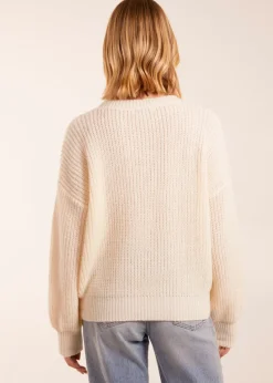 Blue Vanilla Ivory Sequin Daisy Flower Knitted Jumper