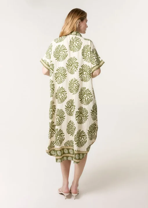 Blue Vanilla Khaki Collar Midi Tunic
