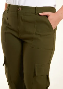 Blue Vanilla Khaki Curve Straight Leg Pocket Detail Cargo Joggers