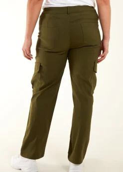 Blue Vanilla Khaki Curve Straight Leg Pocket Detail Cargo Joggers