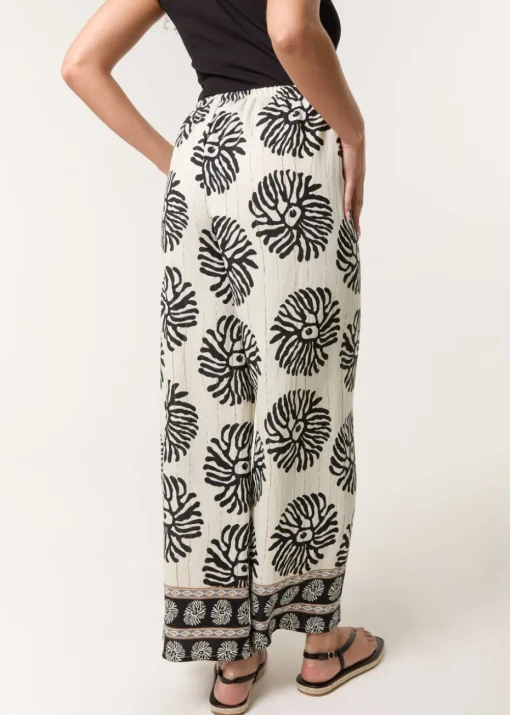 Blue Vanilla Khaki Printed Elasticated Trousers