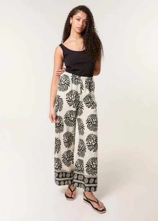Blue Vanilla Khaki Printed Elasticated Trousers