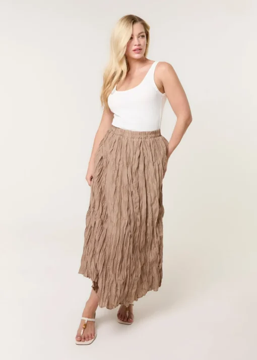 Blue Vanilla Mocha Crinkled Texture Skirt