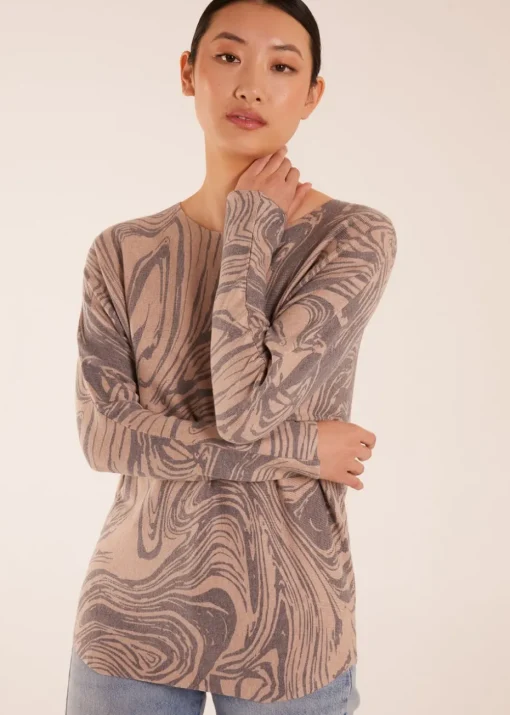 Blue Vanilla Mocha Geometric Swirl Print Jumper
