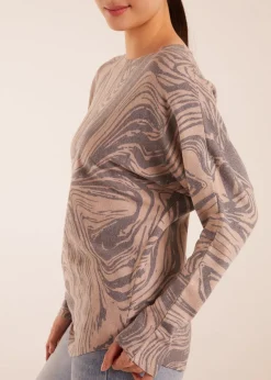 Blue Vanilla Mocha Geometric Swirl Print Jumper
