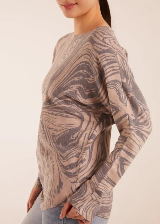 Blue Vanilla Mocha Geometric Swirl Print Jumper
