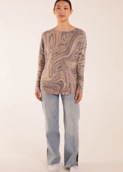 Blue Vanilla Mocha Geometric Swirl Print Jumper