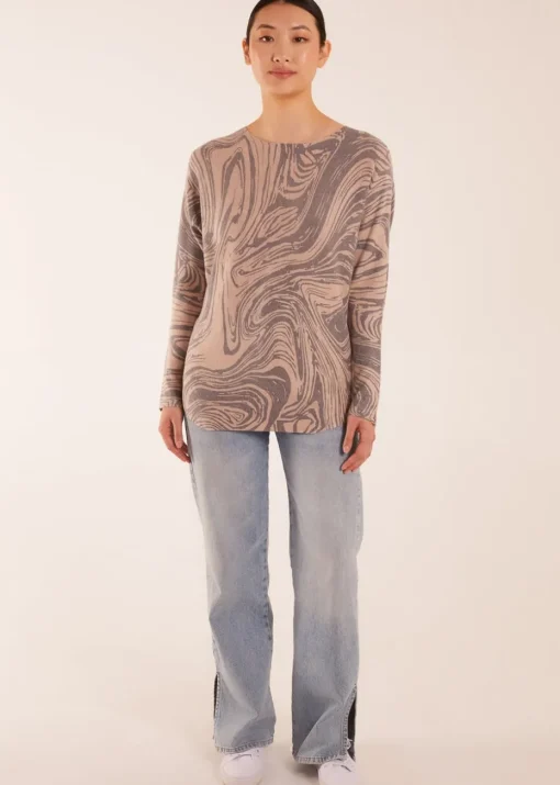Blue Vanilla Mocha Geometric Swirl Print Jumper