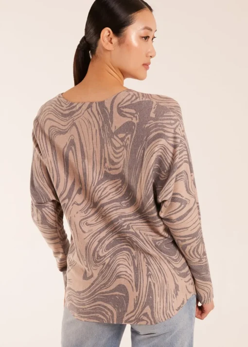 Blue Vanilla Mocha Geometric Swirl Print Jumper