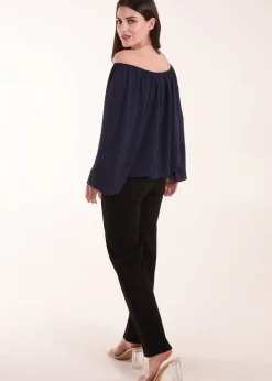 Blue Vanilla Navy Necklace Elasticated Top