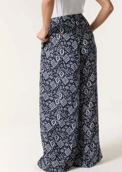 Blue Vanilla Navy Printed Elastic Waist Trouser
