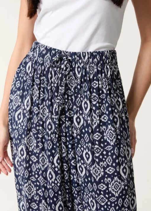 Blue Vanilla Navy Printed Elastic Waist Trouser