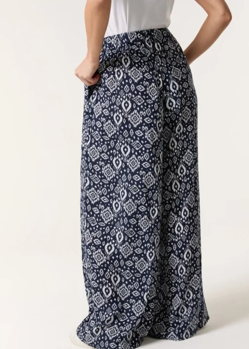 Blue Vanilla Navy Printed Elastic Waist Trouser
