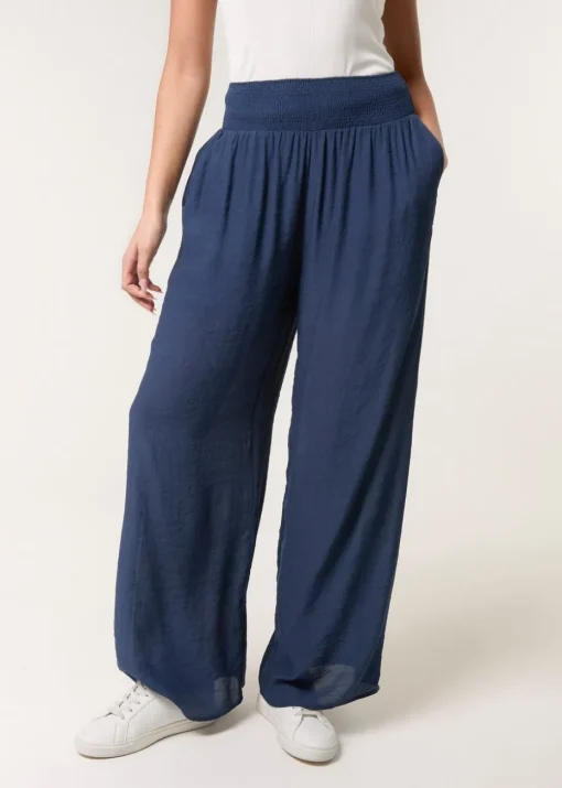 Blue Vanilla Navy Shirred Trouser