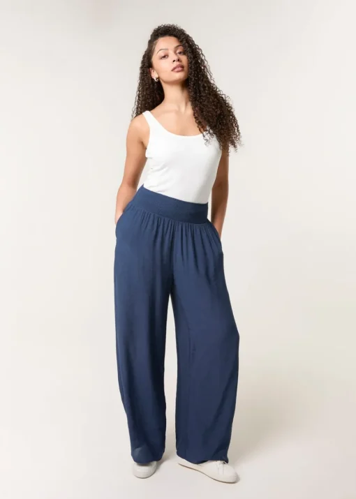 Blue Vanilla Navy Shirred Trouser