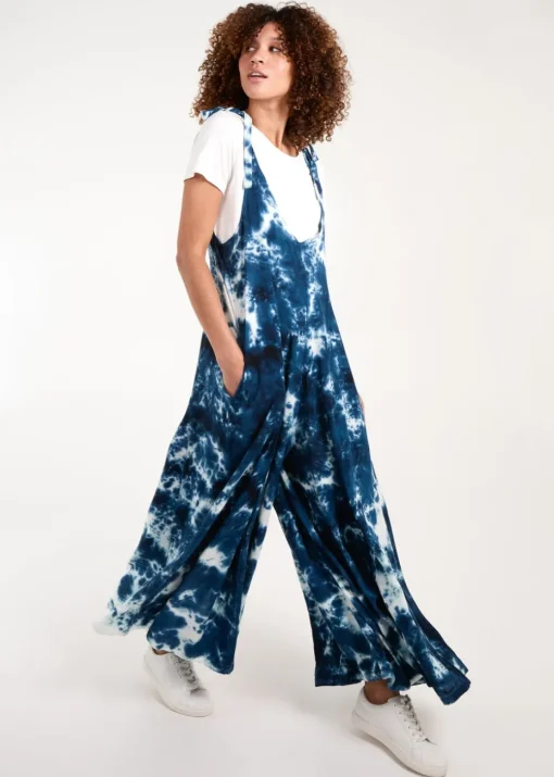 Blue Vanilla Navy Tie Dye Wide Leg Jumpsuit