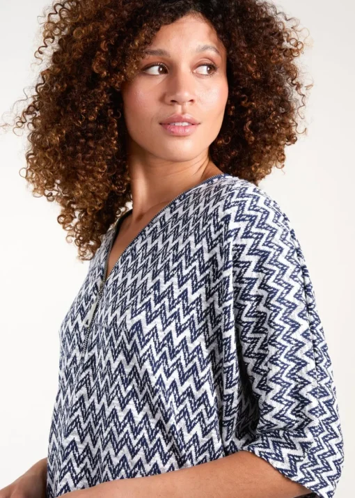 Blue Vanilla Navy Zig Zag Front Top