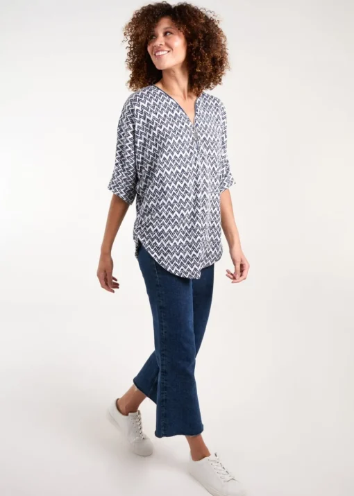 Blue Vanilla Navy Zig Zag Front Top
