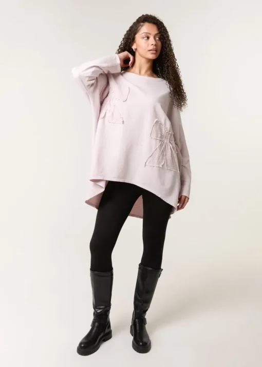 Blue Vanilla Pink Lace Bow Sweat Top