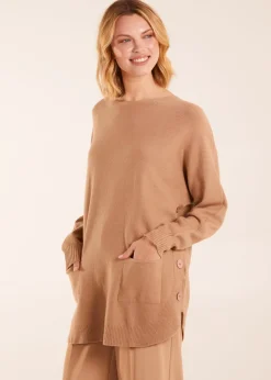 Blue Vanilla Pocket Slash Neck Jumper