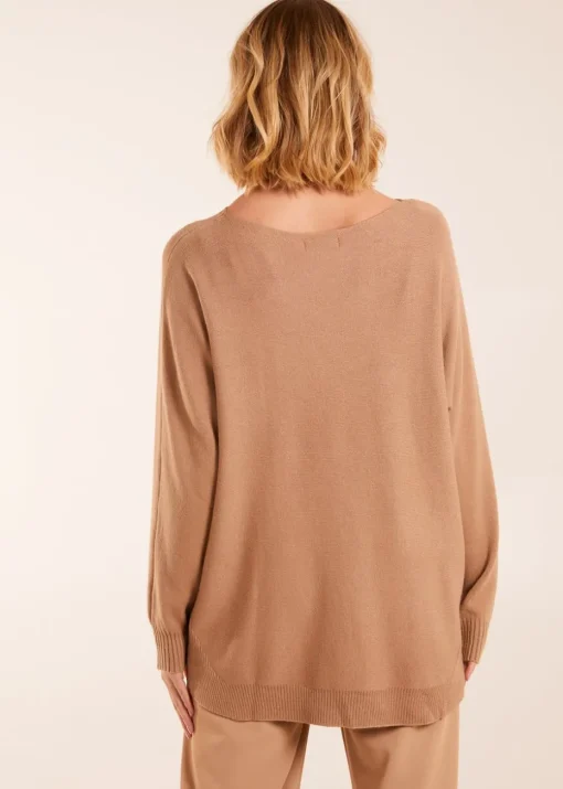 Blue Vanilla Pocket Slash Neck Jumper