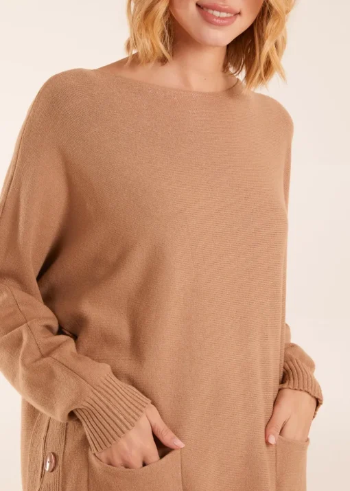 Blue Vanilla Pocket Slash Neck Jumper