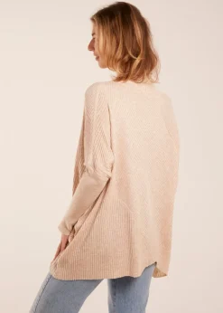 Blue Vanilla Ribbed Cross Over High Neck Jumper