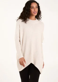 Blue Vanilla Stone Basket Weave High Neck Jumper