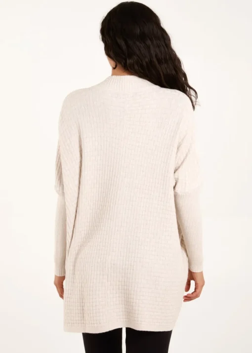Blue Vanilla Stone Basket Weave High Neck Jumper