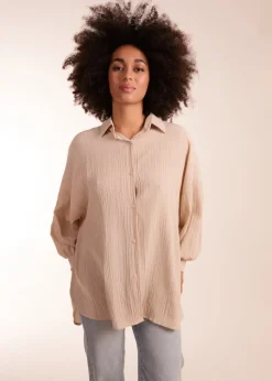 Blue Vanilla Stone Crinkle Oversized Shirt