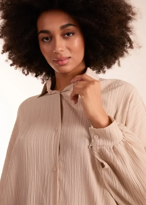 Blue Vanilla Stone Crinkle Oversized Shirt