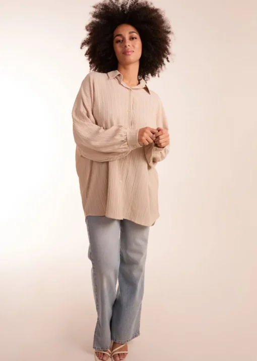 Blue Vanilla Stone Crinkle Oversized Shirt