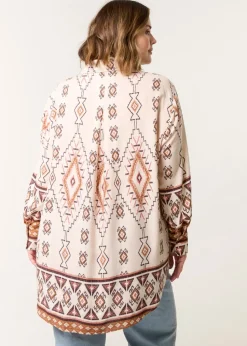Blue Vanilla Stone Curve Geometric Print Shirt