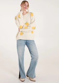 Blue Vanilla Stone Lemons & Leaves Detail Jumper