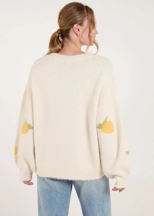 Blue Vanilla Stone Lemons & Leaves Detail Jumper