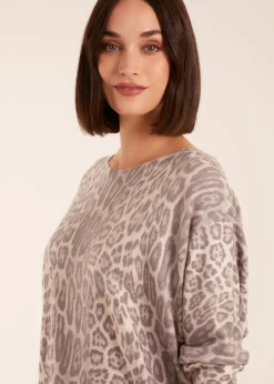 Blue Vanilla Stone Leopard Print Jumper