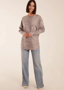 Blue Vanilla Stone Leopard Print Jumper