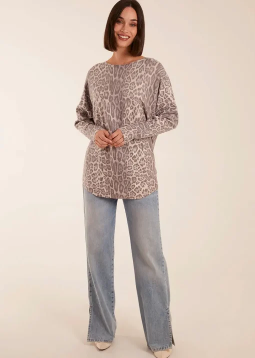Blue Vanilla Stone Leopard Print Jumper