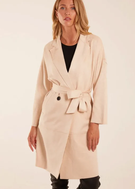 Blue Vanilla Stone Waist Detail Trench Style Jacket
