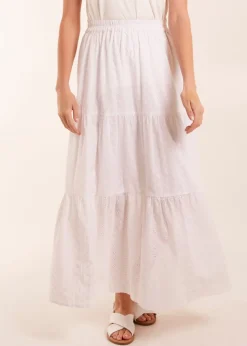 Blue Vanilla White Broderie Detail Maxi Skirt